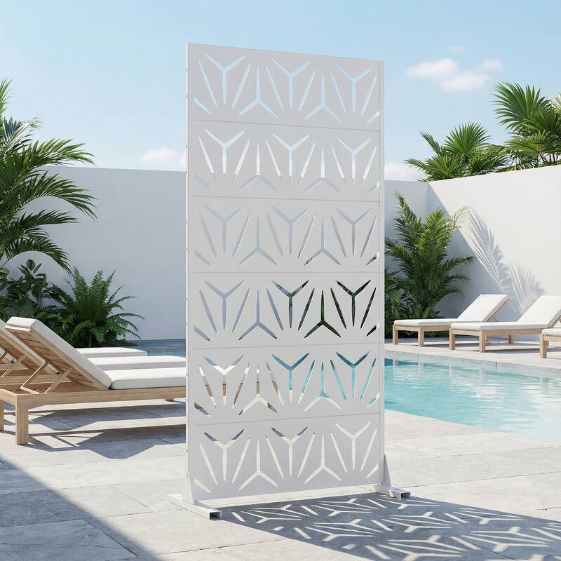 72" H×47"W Dovelina Black Outdoor Freestanding Metal Privacy Screen Decorative Garden Fence