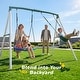 preview thumbnail 6 of 7, KloKick 7.5ft Heavy Duty Swing Set, 500lbs Capacity Outdoor Metal Swing Set for Kids & Adults with Spider Swing and Belt Swing