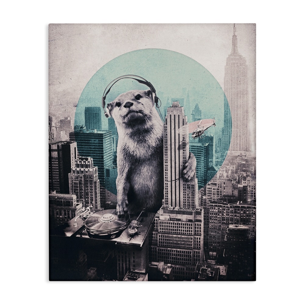 Stupell DJ Otter over Cityscape Canvas Wall Art Design By Ali Gulec