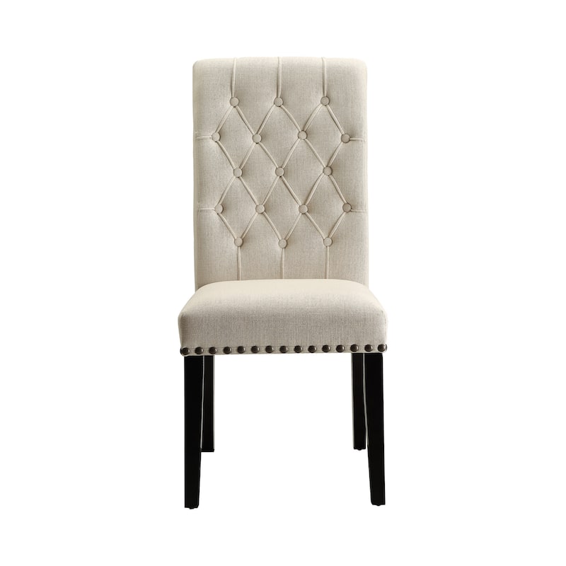 Letnitsa Beige and Rustic Espresso Tufted Dining Chairs (Set of 4)
