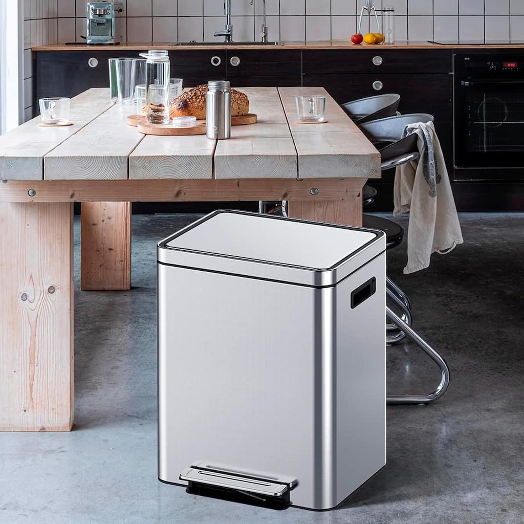 Double Compartment Classified Garbage Can