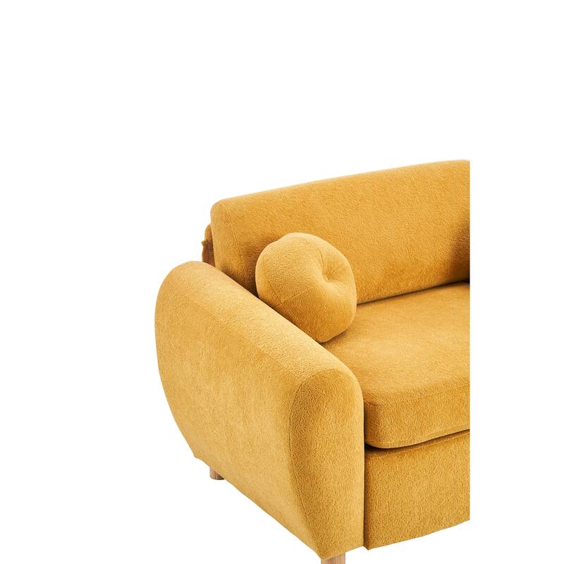 Modern Tufted Chenille Loveseat, Futon Sectional Love Seat Couch, Upholstered Sofa with 2 Pillows & 3 Lumbar Pillows