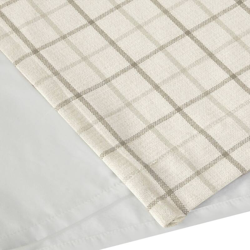 Madison Park Anaheim Plaid Faux Leather Tab Top Single Curtain Panel with Fleece Lining