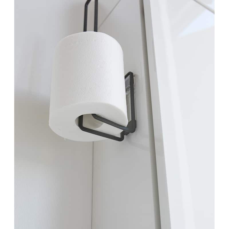 Yamazaki Home Traceless Adhesive Toilet Paper Holder, Steel, Holds 2.2 lbs - L 2.87 x W 1.46 x H 9.84 inches