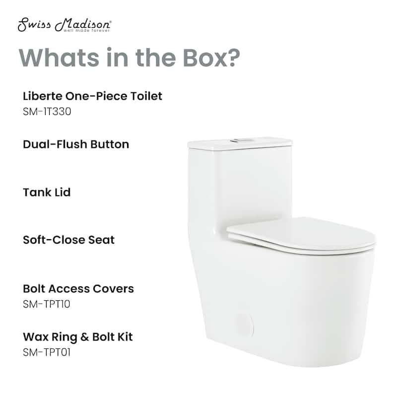 Liberte One-Piece Elongated Toilet Dual-Flush 1.1/1.6 Gpf - N/A