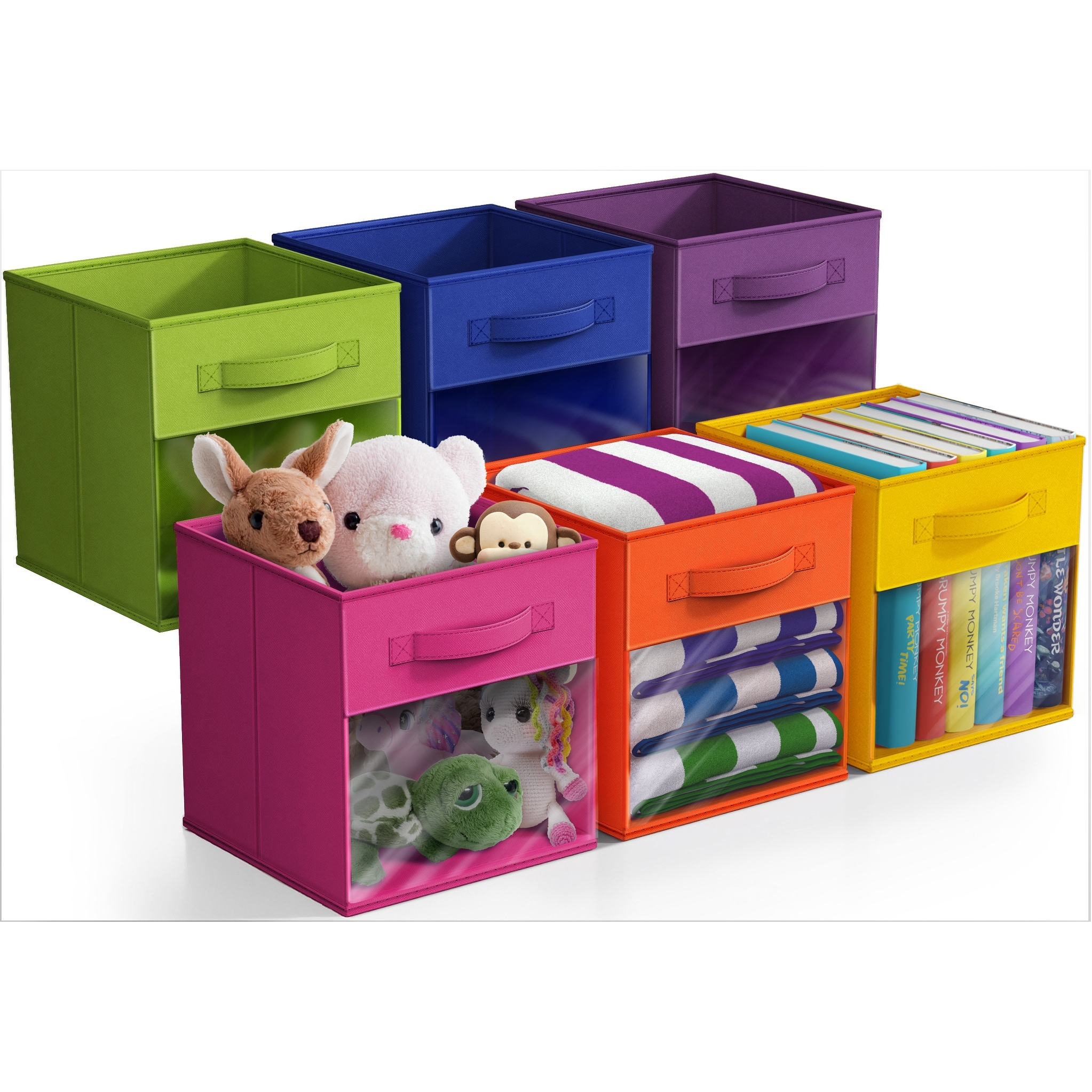 Sorbus Storage Bins with Clear Window - 6-Pack Foldable Baskets - 10.5" L x 10.5" W x 11" H