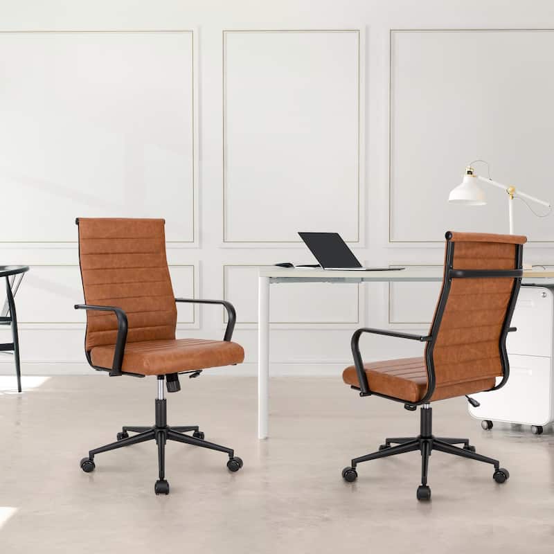 Ergonomic Office Chair Full-Grain Leather with Lumbar Support
