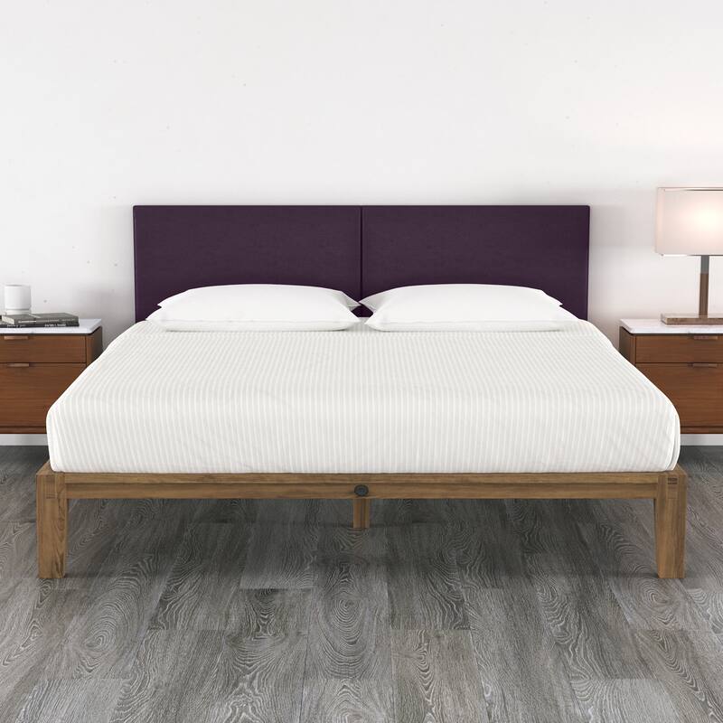 Jaxx Panelist Modern Padded Headboard in Premuim Vegan Leather - Set of 2 Wall Mounted Panels - Vegan Leather Kalamata Purple - King
