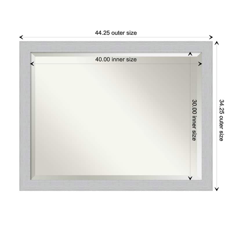 Beveled Wood Bathroom Wall Mirror - Shiplap White Frame