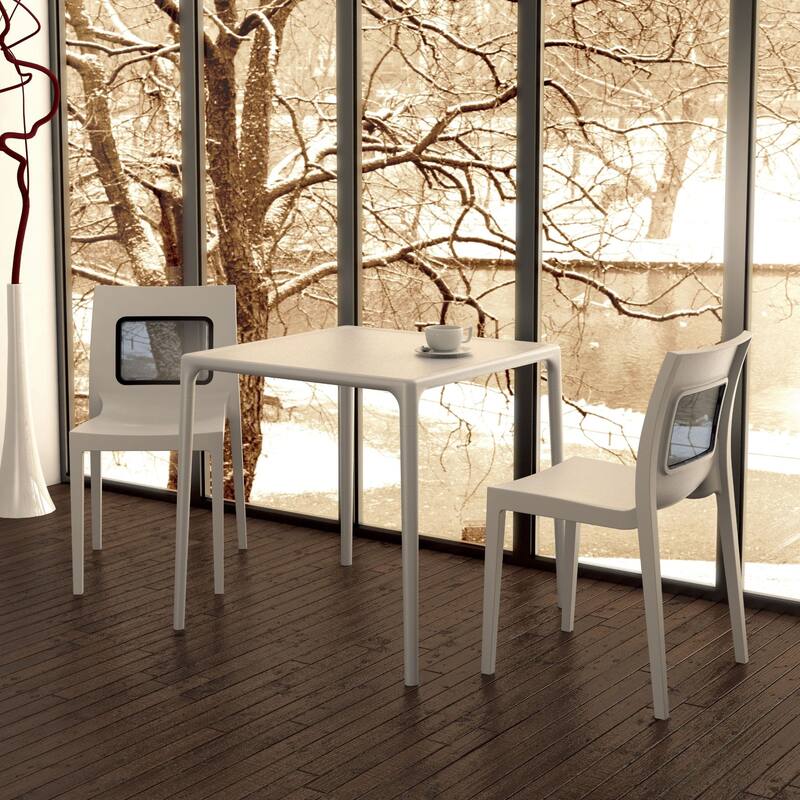 28" Gray Patio Square Stackable Dining Table