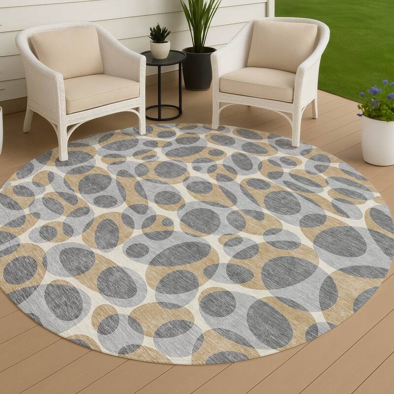 Machine Washable Indoor/ Outdoor Contemporary Saline Chantille Rug - Gray - 8' x 8'