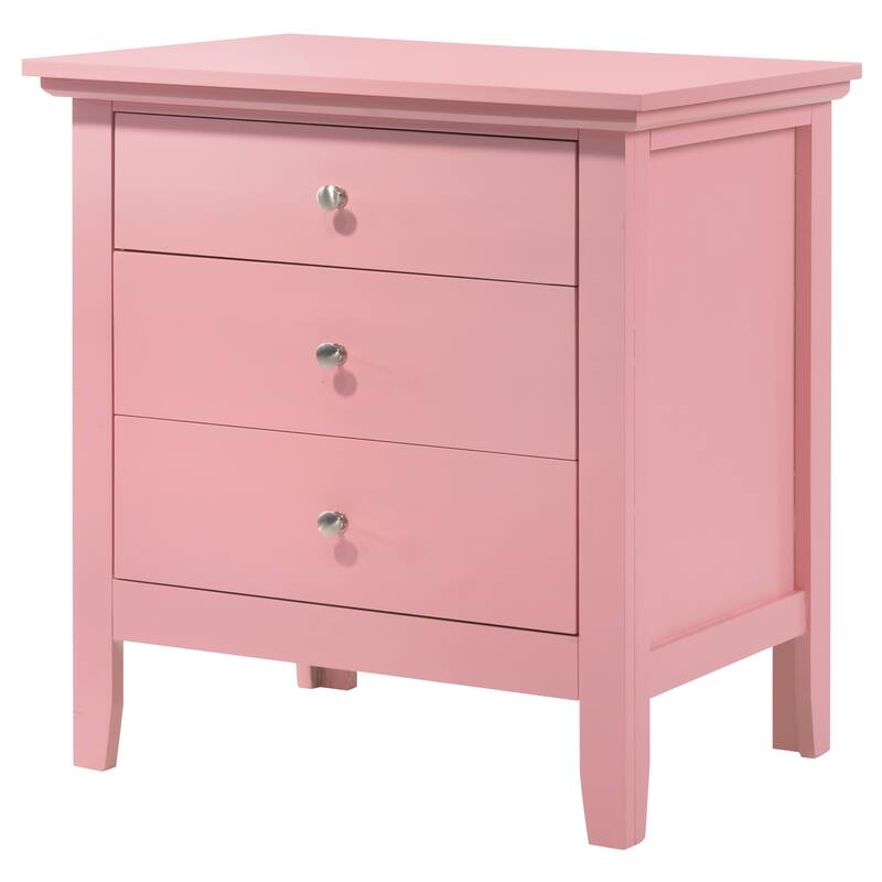 Charming Pink Nightstand with 3 Drawers - 26\