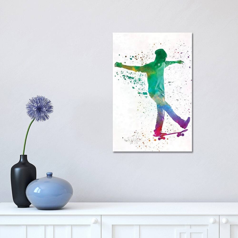 iCanvas "Skateboarder In Watercolor VII" by Paul Rommer Canvas Print