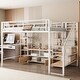 preview thumbnail 10 of 16, Full Size Metal Loft Bed with Staircase, Low Storage Table and Storage Shelves, Black White