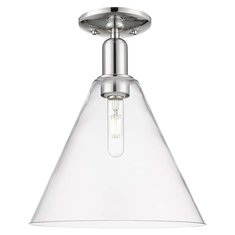 Innovations Lighting 716-1C-15-12 Berkshire Glass Semi-Flush Berkshire - Polished Nickel / Clear