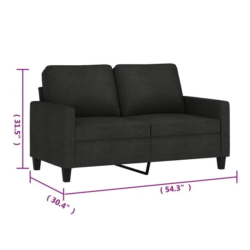 Modern Loveseat in Black Polyester with Simple Minimalist Silhouette
