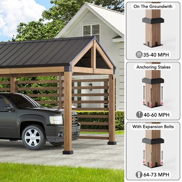 SUNJOY Newville 10.1 ft. x 21.6 ft. FSC Wood Carport - Bed Bath