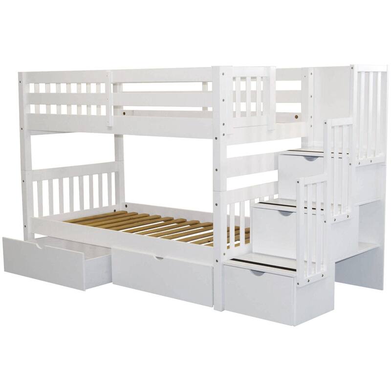 Taylor & Olive Trillium Twin over Twin Stairway Bunk Bed, 2 Drawers
