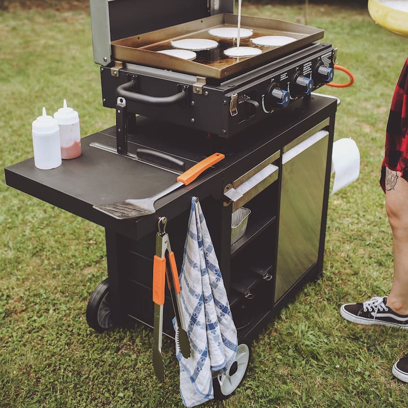Razor Universal Rolling Prep Cart for Portable Outdoor Griddle and Grills, Black - 52.8