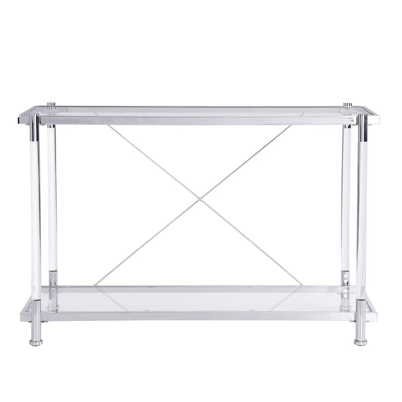 43.31"Chrome Glass Sofa Table,Acrylic Side Table,Console Table for Living Room,Bedroom
