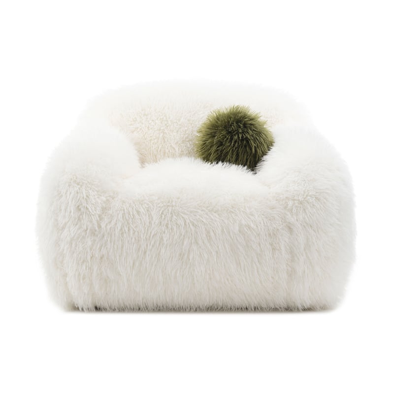 Furniture of America Cynra Modern 45-inch Faux Fur Swivel Arm Chair with Ball Pillow