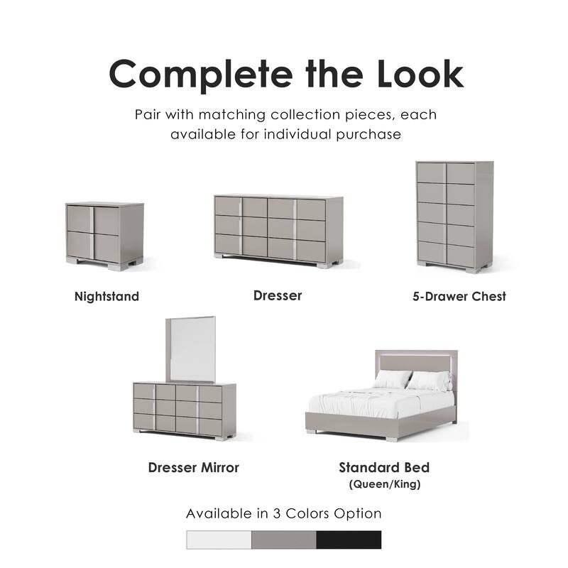 Furniture of America Erina Modern Glossy 2-Drawer Nightstand