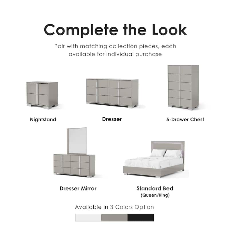 Furniture of America Erina Modern Glossy 2-Piece 6-Drawer Dresser and Mirror Set