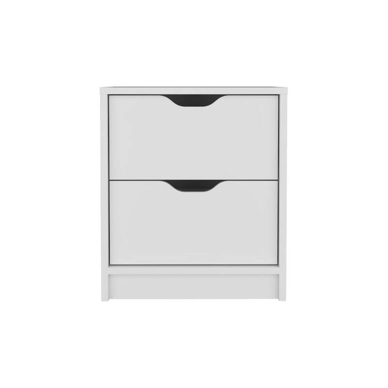 2-Drawer Nightstand with Pull-Out System, White - Compact and Durable