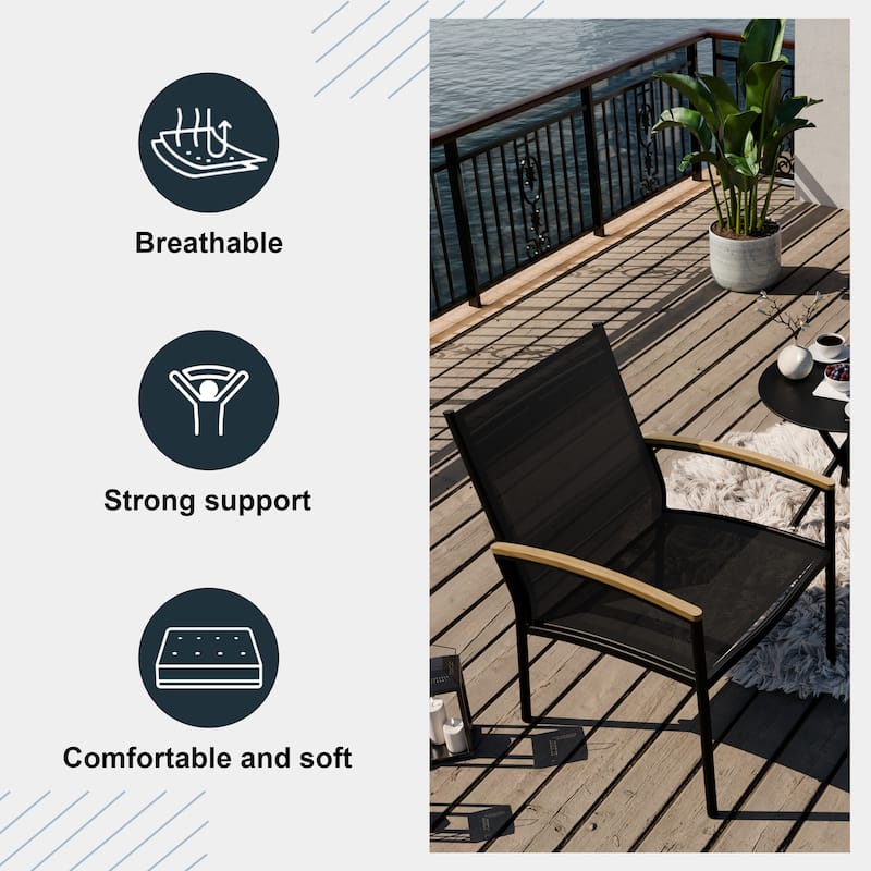 Futzca 3-Piece Patio Bistro Sets, Two Chairs with Coffee Table