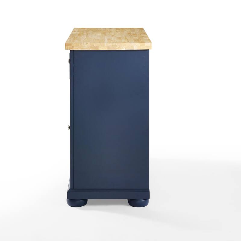 Kitchen Island Cart with Storage - 75 Inch Kitchen Island with Drawers & Cabinets - Mobile Kitchen Island Navy Blue