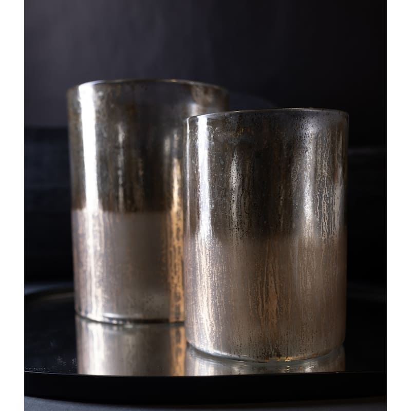 Glass Tabletop Candle Holder - 7.5" - Silver
