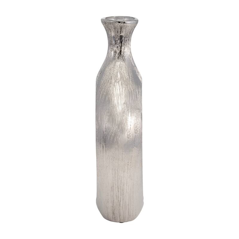 Modern Ceramic Textured Oval Cut-Out Vase - Home Decor - 13"