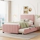 preview thumbnail 11 of 11, Luxurious Velvet Upholstered Platform Bed with Twin Trundle for Ultimate Comfort