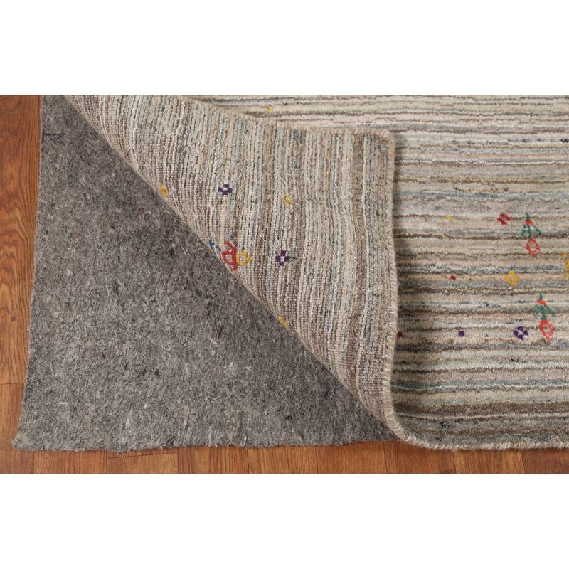 Striped Tribal Gabbeh Oriental Area Rug Handmade Wool Carpet - 4'11"x 7'11"