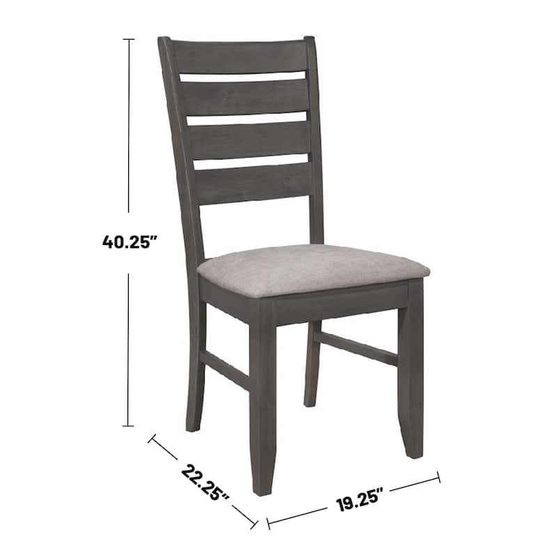 Set of 2 Dining Chairs with Fabric Upholstered Seat, Dark Grey