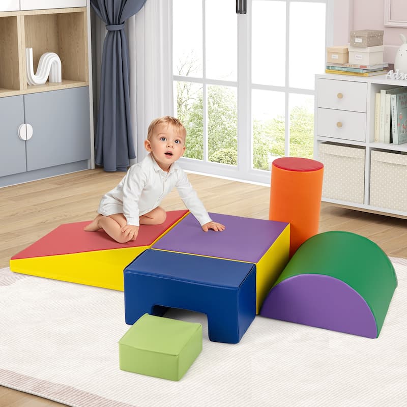 Gymax 6 PCS Kids Climber Play Set Indoor Foam Climb & Crawl Activity