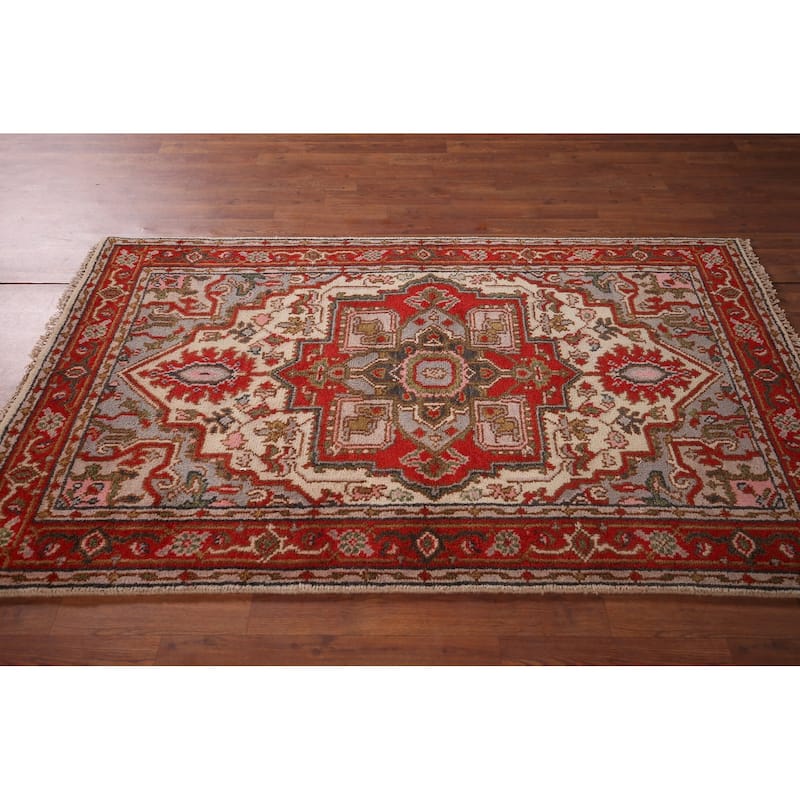 Heriz Serapi Oriental Accent Rug Hand-Knotted Wool Carpet - 3'10" X 6'1"