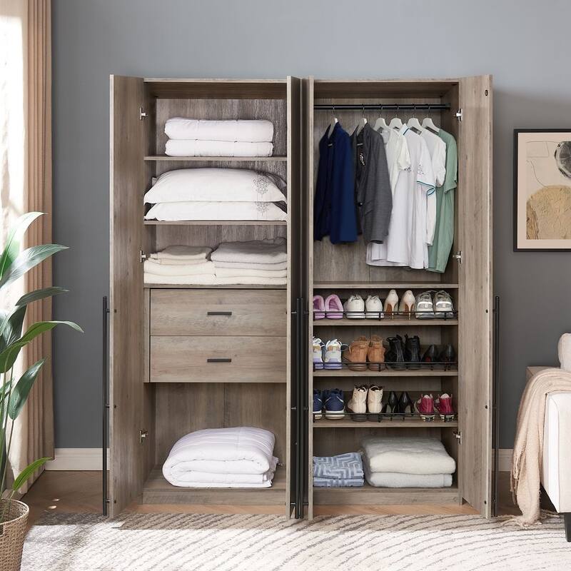 Manhattan Comfort Lee Modern Freestanding 2-Piece Module Wardrobe Closet Armoire