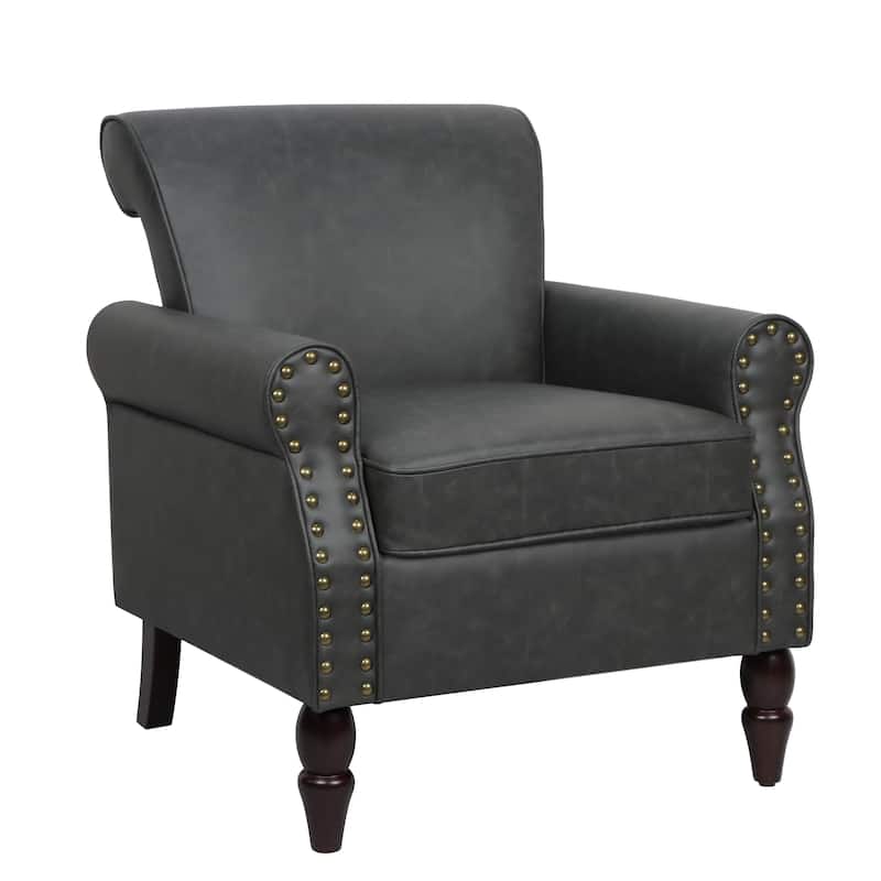 Mid-Century Modern Accent Chairs with Nailhead Trim