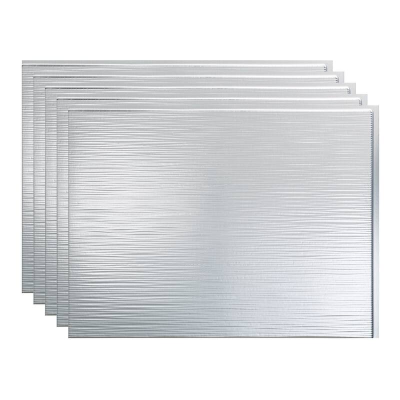 FASÄDE Ripple Decorative Vinyl Backsplash Panel - 5 Pack - Brushed Aluminum