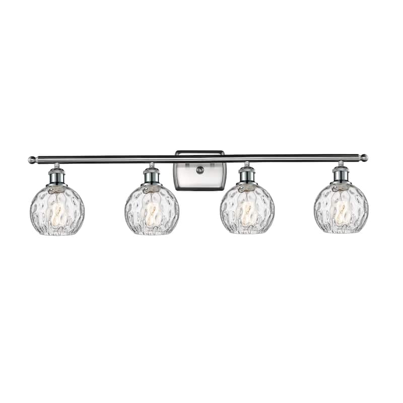 Innovations Lighting Athens Water Glass - 4 Light 36" Bath Vanity Light - 6"Shade - Clear Water Glass/Brushed Satin Nickel Finish