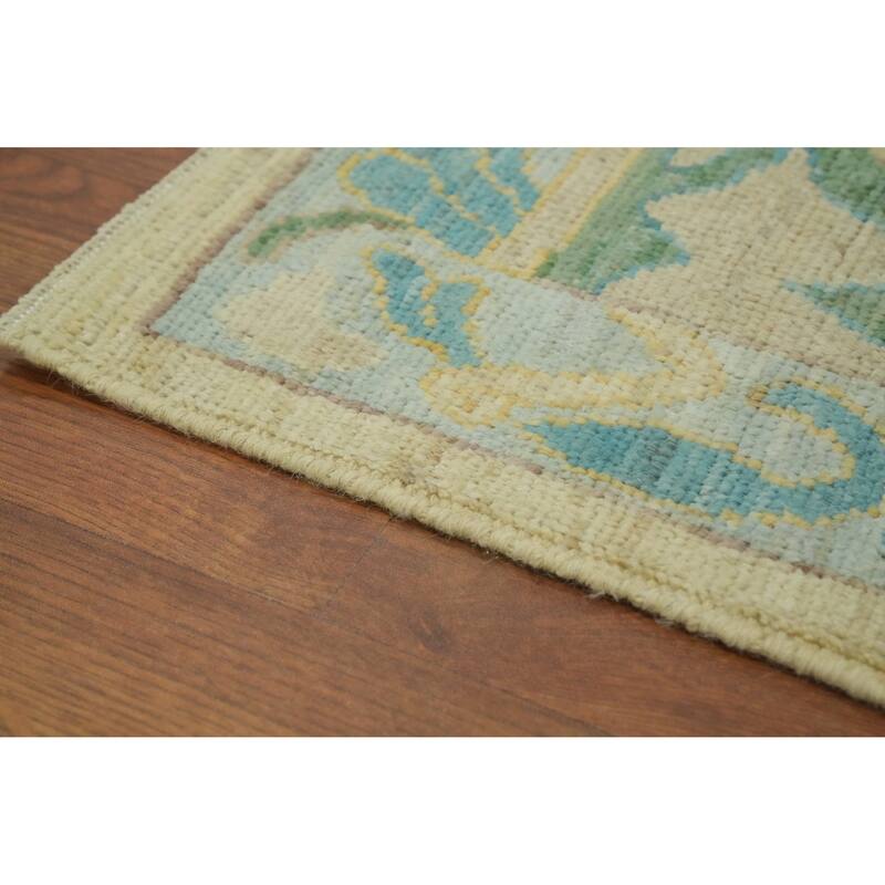 Handmade Wool Oushak Turkish Area Rug, Geometric Carpet - 11' 10'' X 9' 2''