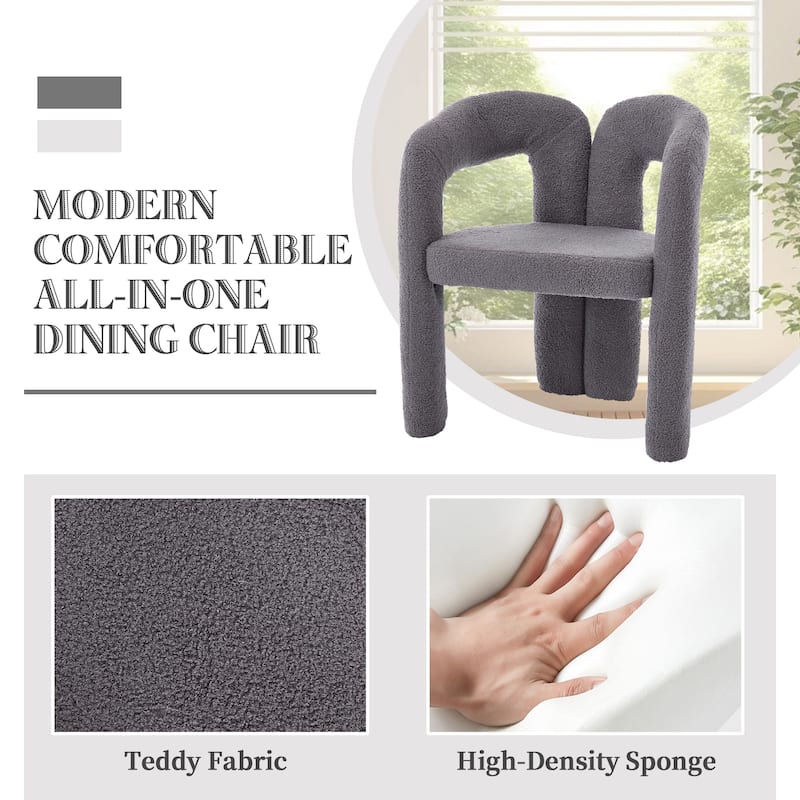 Roomfitters Modern Boucle Accent Chairs, Set of 2, Upholstered Arched Back Dining or Lounge Chairs for Living Room or Office