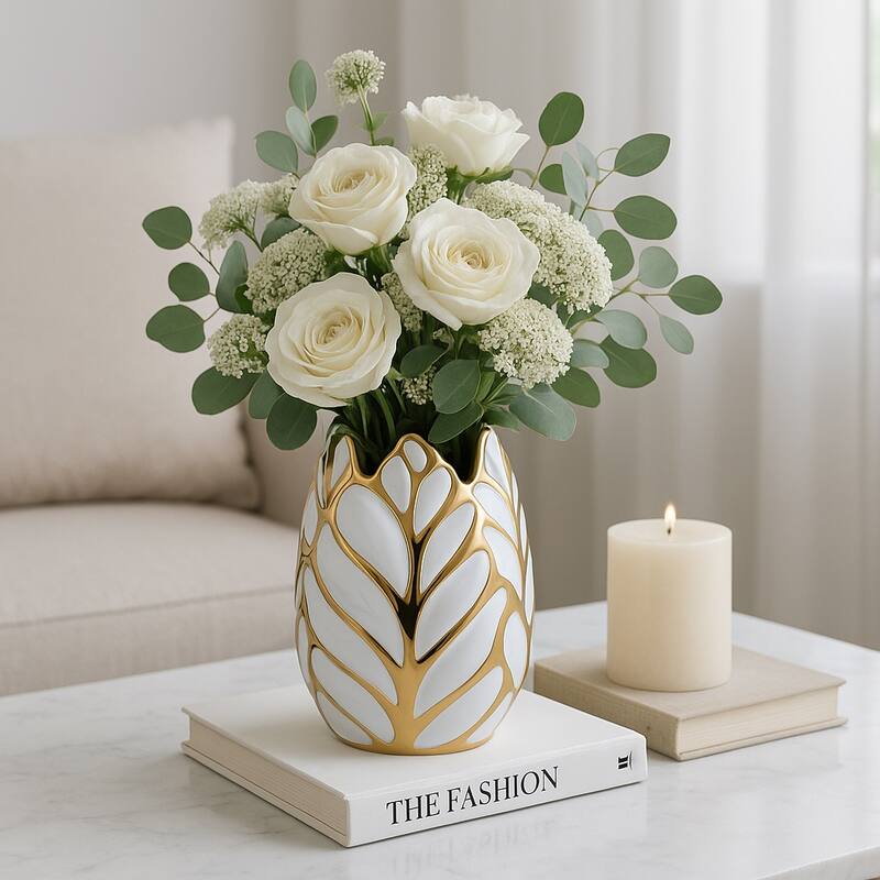 Ceramic Modern Leaf Sculptural Flower Vase