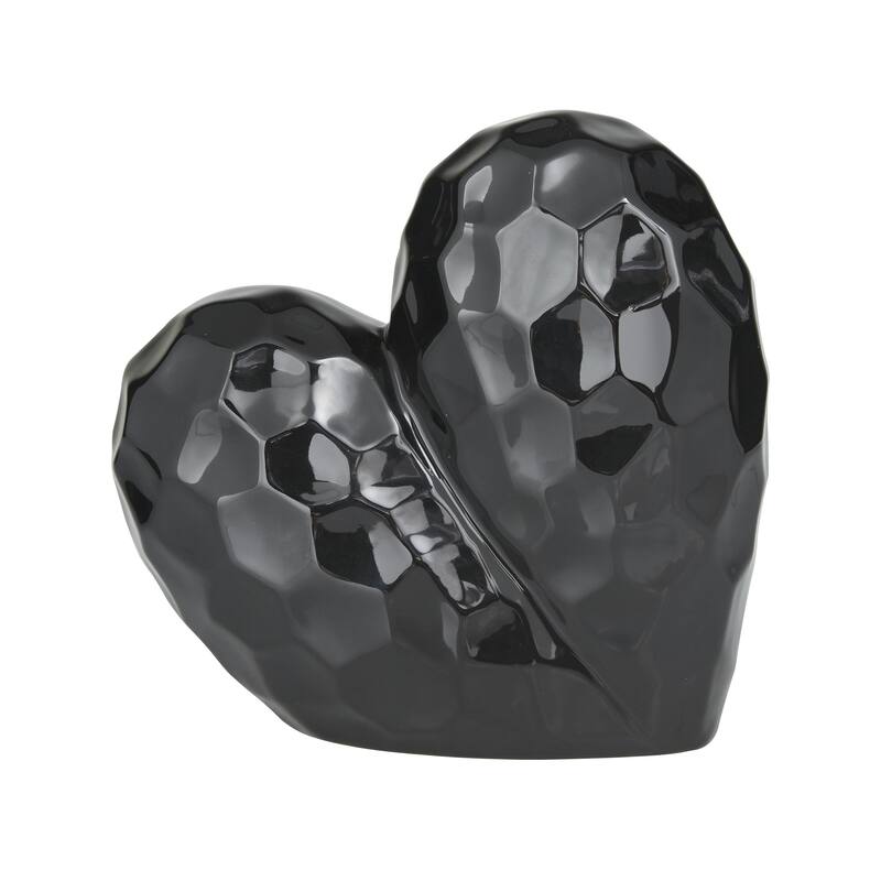 Gold, Black, Silver or White Porcelain Ceramic Dimensional Angled Origami Inspired Heart Decorative Sculpture