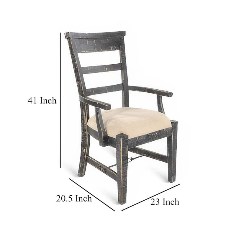 Rena Dining Armchair Set of 2, Metal Turnbuckle, Black Mahogany Wood