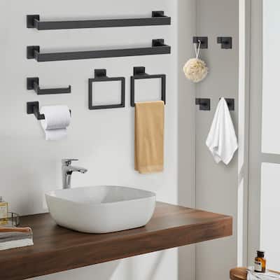 10 Pieces Matte Black Bathroom Hardware Accessories Set