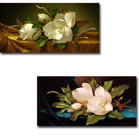 Magnolias by Martin J. Heade 2-pc Gallery Wrapped Canvas Giclee Set (12 in x 24 in Each Canvas in Set)