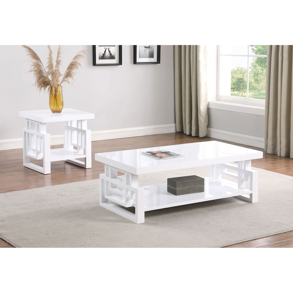Schmitt Coffee And End Table Set White High Gloss