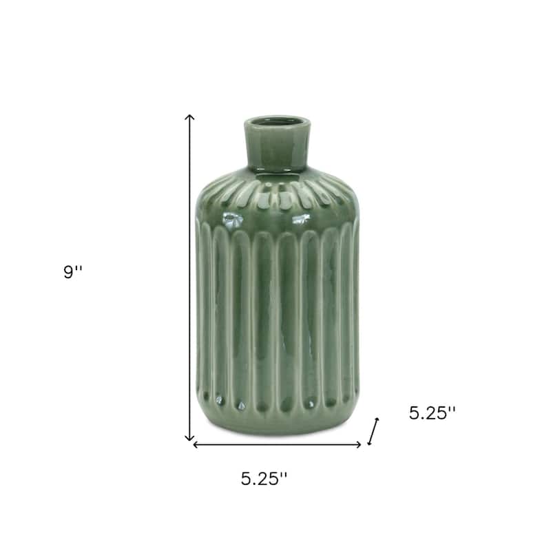 Decorative Green Terracotta Vase for Flowers or Display